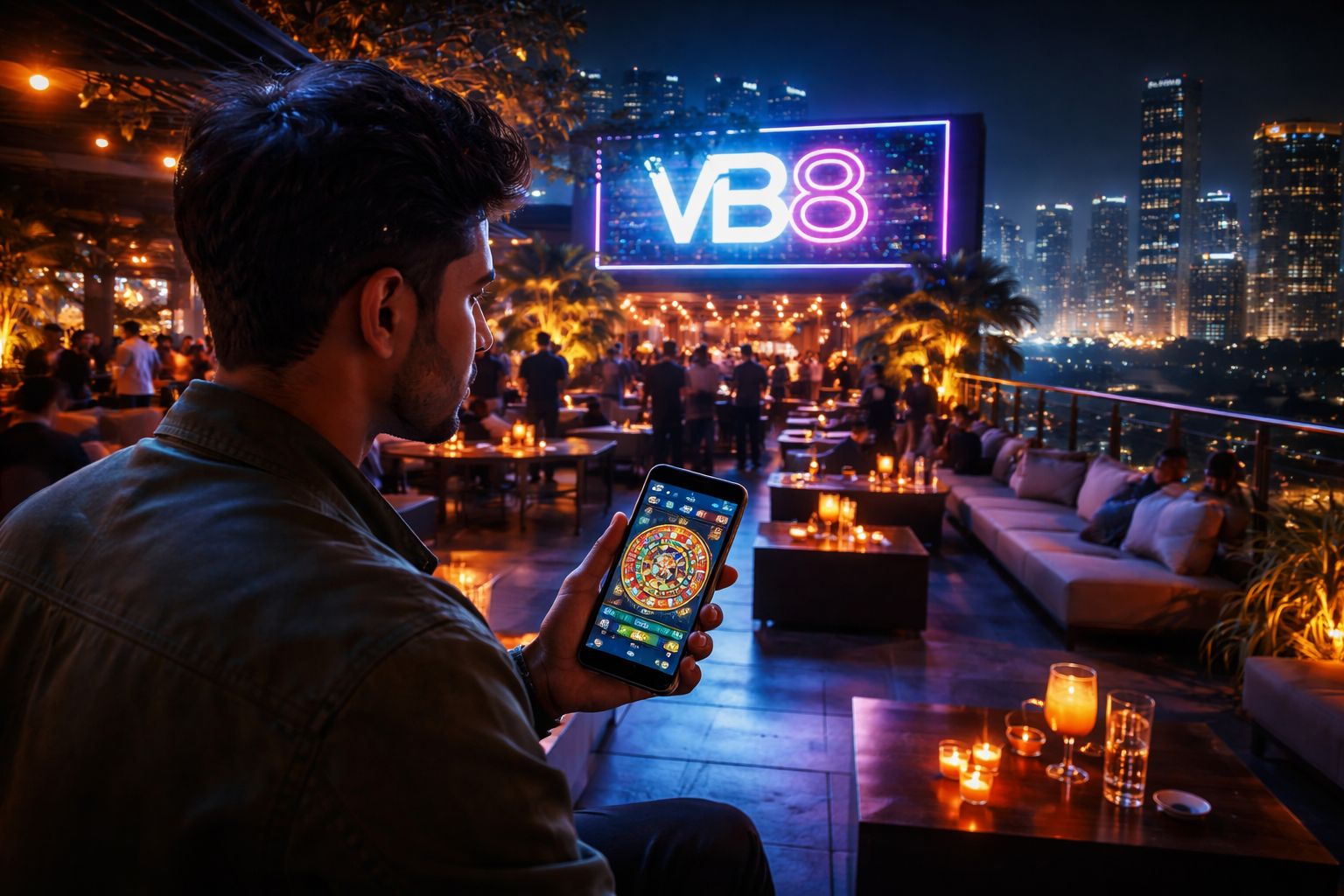 Player in Bangladesh spinning a live roulette wheel on the VB8 casino platform via smartphone