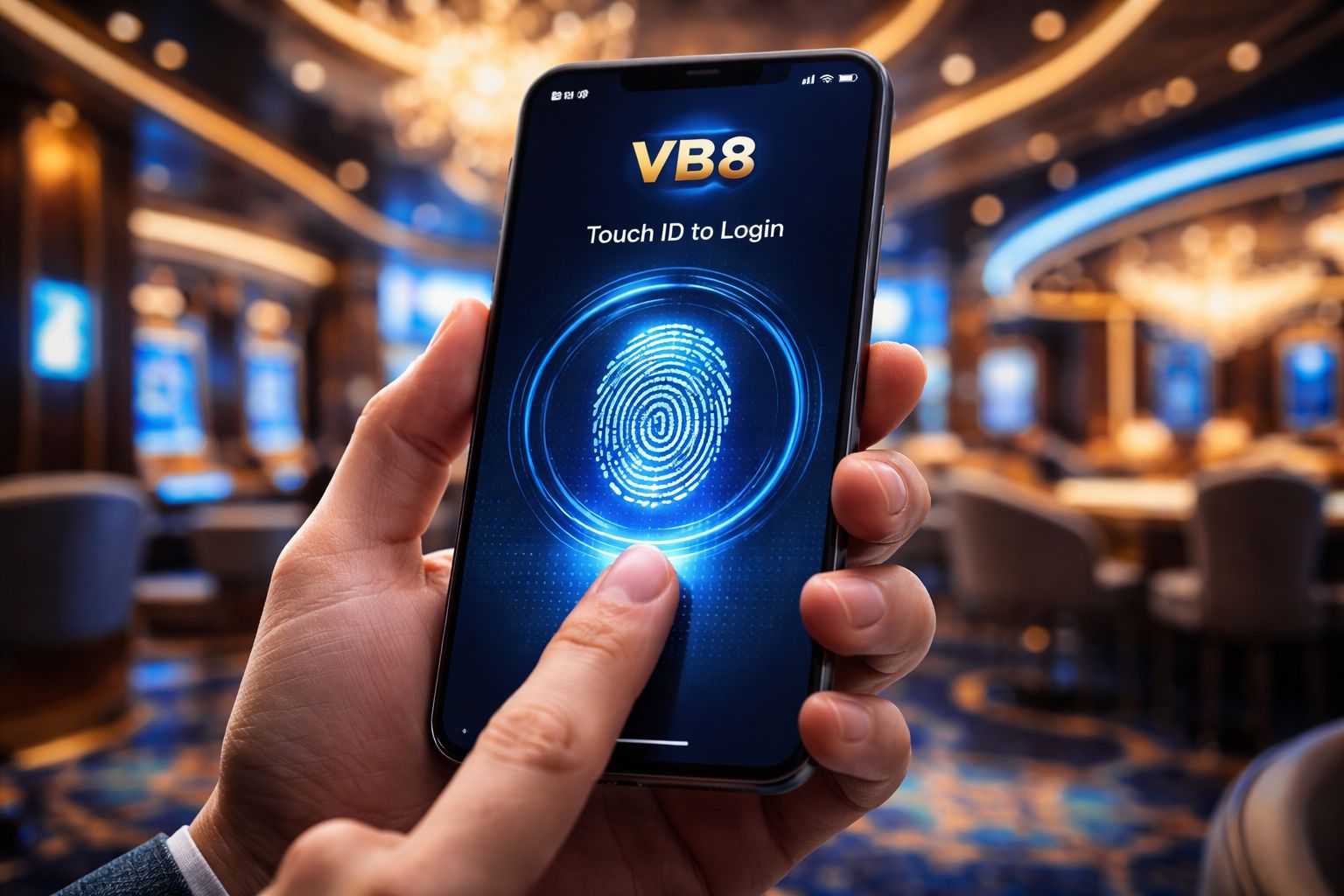 Bangladeshi player securely logging into VB8 on their smartphone with fingerprint authentication